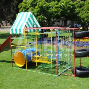 10.3 Junior Jungle Gym With 4 Seater Doubleswing + 2m Steel Slide + Tyre Tunnel Attachment