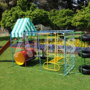 11.4 Junior Jungle Gym with See-Saw + 2m Steel Slide + Tyre Tunnel Attachment