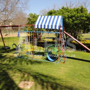 3.4 Senior See-Saw Jungle Gym + 3m Steel Slide + Swing Attachment With 2 Tyre Swings