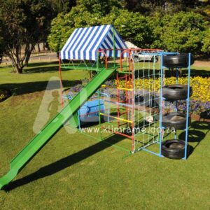 2.3 Senior Jungle Gym with Drum + 3m Steel Slide + Tyre Tunnel Attachment